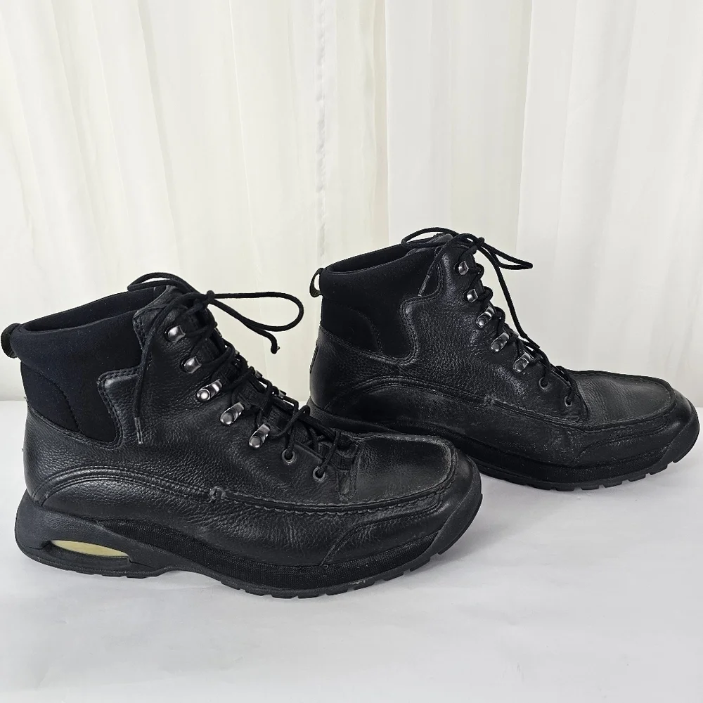 Cole Haan black leather lace up boots NikeAir soles size 11